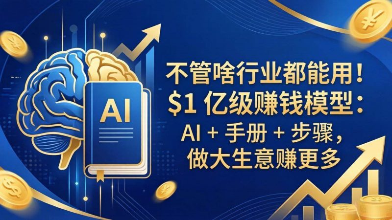 (18055期)不管啥行业都能用!$1 亿级赚钱模型:AI + 手册 + 步骤,做大生意赚更多-轻创社项目网