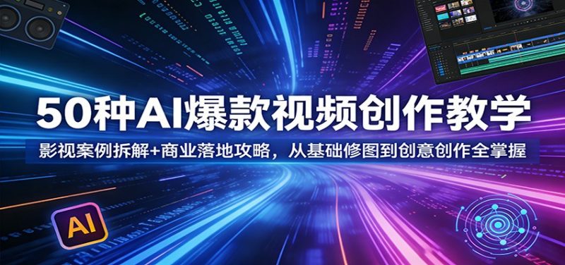 50种AI爆款视频创作教学:影视案例拆解+商业落地攻略,从基础修图到创意创作全掌握-轻创社项目网