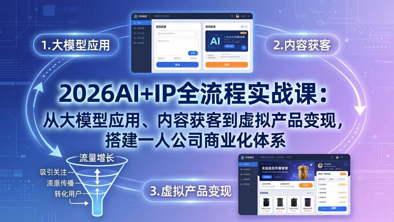 图片[1]-（17863期）2026AI+IP全流程实战课：从大模型应用、内容获客到虚拟产品变现，搭建一人公司商业化体系