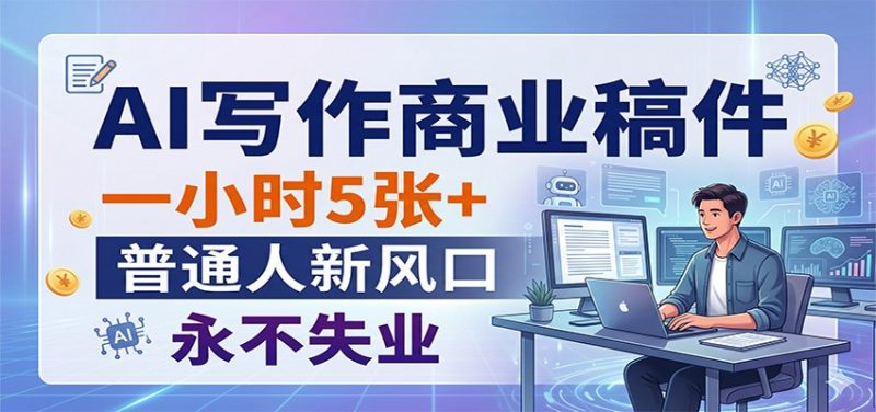 AI写作商业稿件，一小时5张+，普通人新风口，永不失业-轻创社项目网