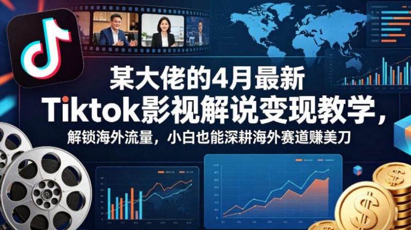 某大佬的4月最新Tiktok影视解说变现教学,解锁海外流量,小白也能深耕海外赛道賺美刀-轻创社项目网