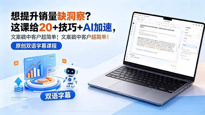 图片[1]-（18408期）想提升销量缺洞察？这课给 20 + 技巧 + AI 加速，文案戳中客户超简单！【原创双语字幕】
