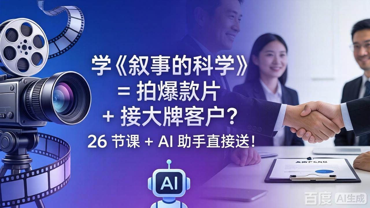 图片[1]-（18302期）学《叙事的科学》= 拍爆款片 + 接大牌客户？26 节课 + AI 助手直接送！