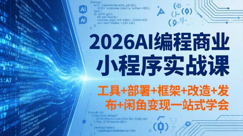 (18293期)2026AI编程商业小程序实战课,工具+部署+框架+改造+发布+闲鱼变现一站式学会-轻创社项目网