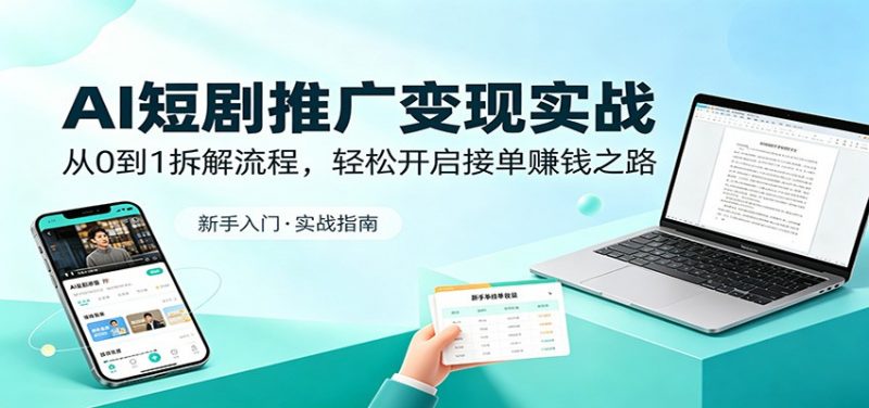 AI短剧推广变现实战:从0到1拆解流程,轻松开启接单赚钱之路-轻创社项目网
