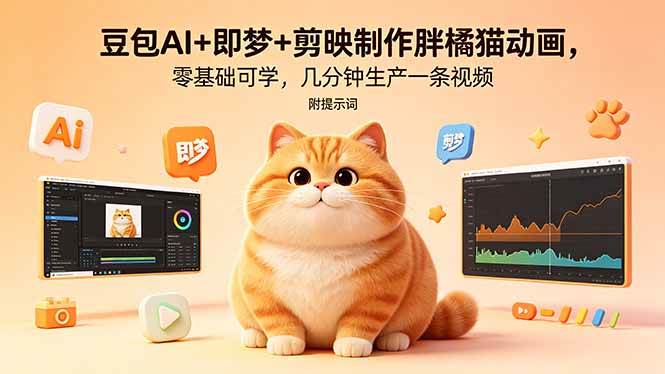 图片[1]-（18431期）豆包AI+即梦+剪映制作胖橘猫动画，零基础可学，几分钟生产一条视频，附提示词