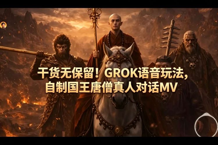 干货无保留!GROK语音玩法,自制国王唐僧真人对话MV-轻创社项目网