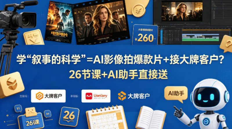 学《叙事的科学》=AI影像拍爆款片+接大牌客户?26节课+AI助手直接送【原创双语字幕】-轻创社项目网