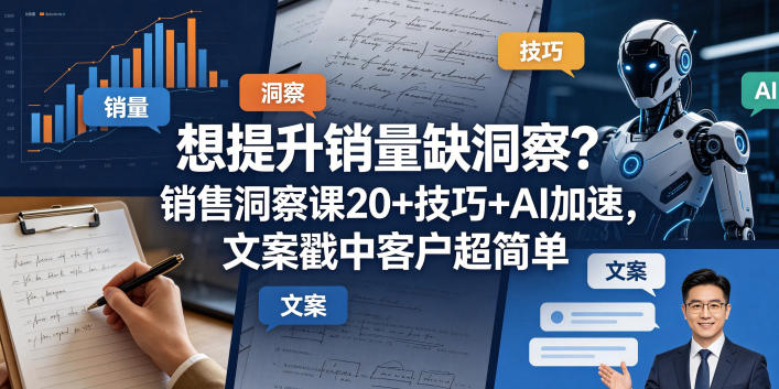 想提升销量缺洞察？销售洞察课20+技巧+AI加速，文案戳中客户超简单【原创双语字幕】-轻创社项目网