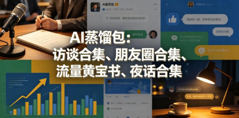 AI蒸馏包:访谈合集、朋友圈合集、流量黄宝书、夜话合集【文档】-轻创社项目网
