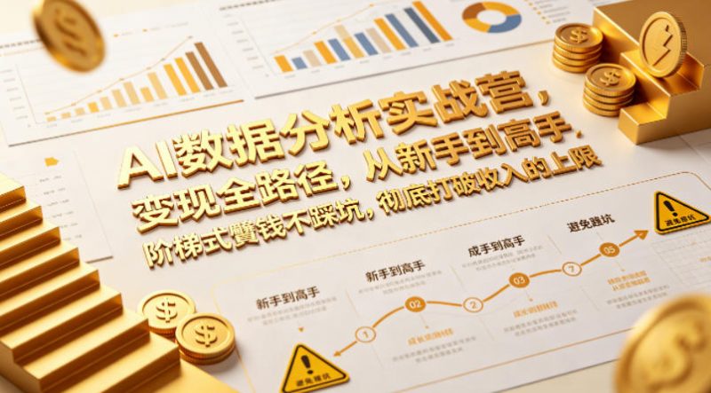 AI数据分析实战营,变现全路径,从新手到高手,阶梯式賺钱不踩坑,彻底打破收入的上限-轻创社项目网