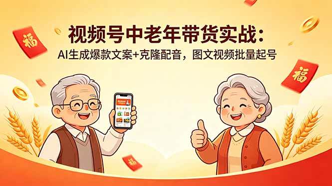 图片[1]-（18396期）视频号中老年带货实战：AI生成爆款文案+克隆配音，图文视频批量起号