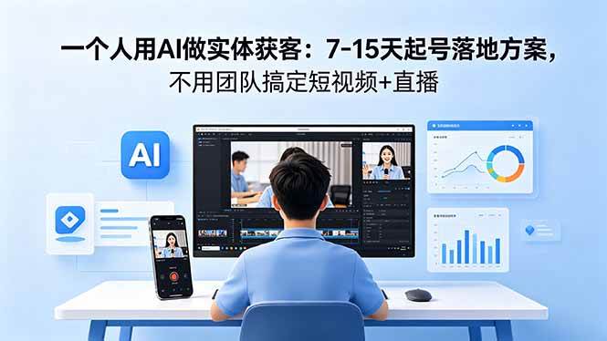 (18432期)一个人用AI做实体获客:7-15天起号落地方案,不用团队搞定短视频+直播-轻创社项目网
