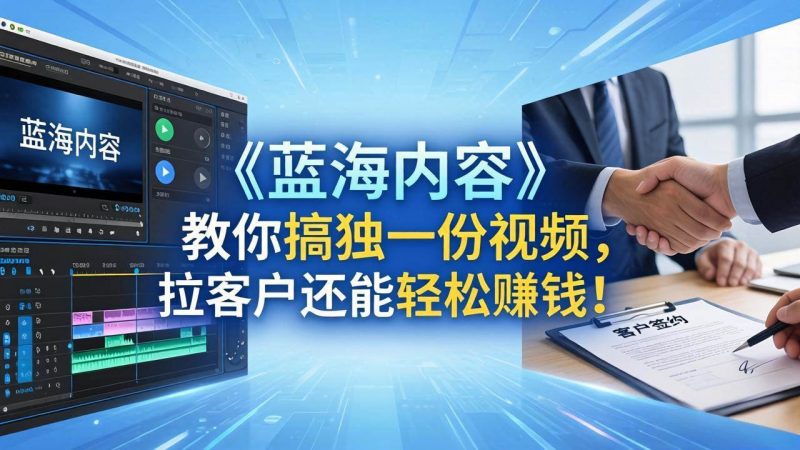 （18301期）做视频卷不动了？《蓝海内容》教你搞独一份视频，拉客户还能轻松赚钱！-轻创社项目网