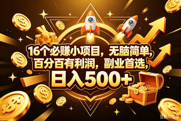 (18440期)16个必赚钱的小项目,百分百赚米,无脑简单,副业首选,日入300+-轻创社项目网