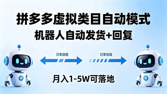 图片[1]-（18339期）多多虚拟类目自动模式，机器人自动发货 + 回复，月入 1-5W 可落地