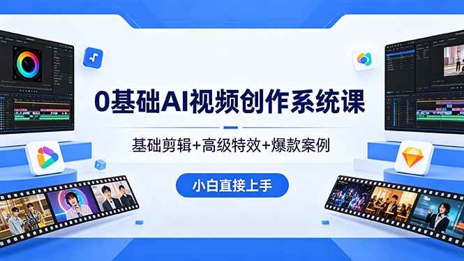 图片[1]-（18354期）0基础AI视频创作系统课，基础剪辑+高级特效+爆款案例，小白直接上手