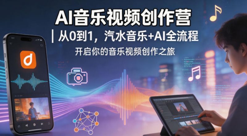 AI音乐视频创作营|从0到1,汽水音乐+AI全流程,开启你的音乐视频创作之旅-轻创社项目网
