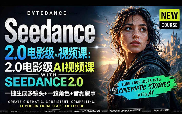 字节跳动的Seedance 2.0 AI电影视频生成制作教程，一键生成多镜头+一致角色+音频叙事-中英字幕-轻创社项目网