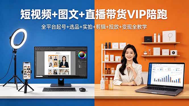 图片[1]-（18319期）短视频+图文+直播带货VIP陪跑，全平台起号+选品+实拍+剪辑+投放+变现全教学