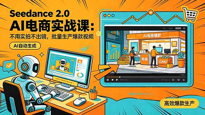 (18433期)Seedance 2.0 AI电商实战课:不用实拍不出镜,批量生产爆款视频打爆GMV-轻创社项目网