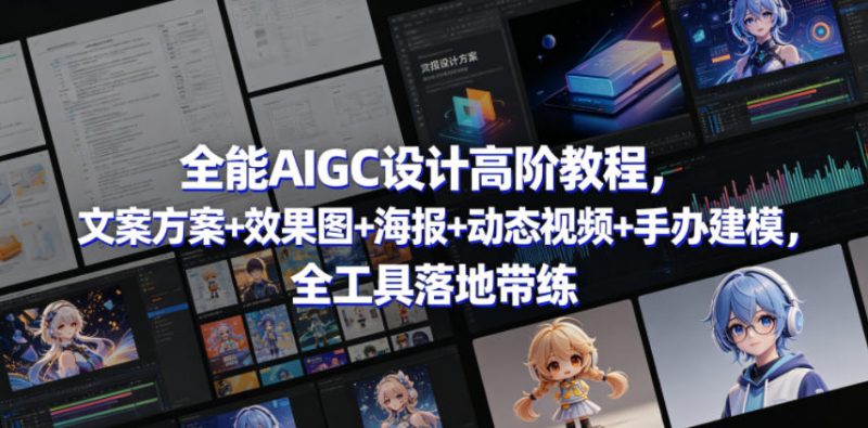 全能AIGC设计高阶教程,文案方案+效果图+海报+动态视频+手办建模,全工具落地带练-轻创社项目网