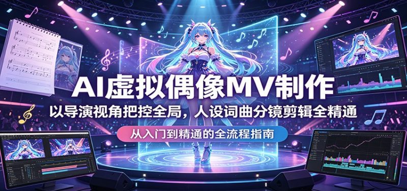 AI虚拟偶像MV制作：以导演视角把控全局，人设词曲分镜剪辑全精通-轻创社项目网