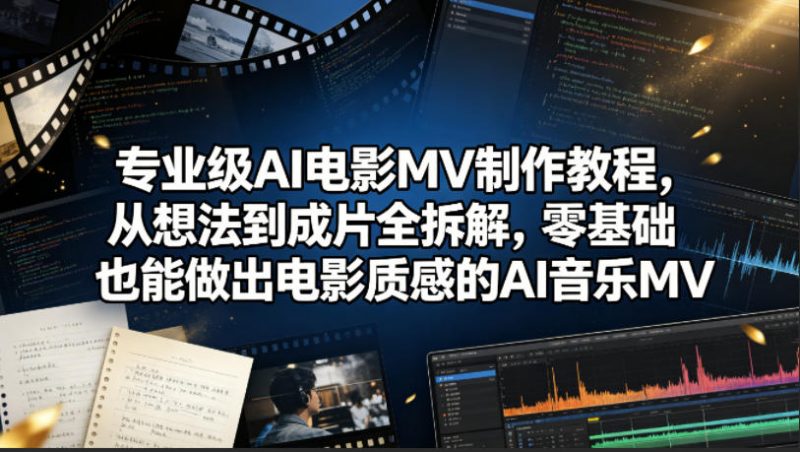 专业级AI电影MV制作教程,从想法到成片全拆解,零基础也能做出电影质感的AI音乐MV-轻创社项目网