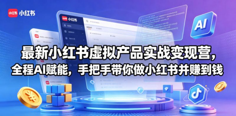 最新小红书虚拟产品实战变现营,全程AI赋能,手把手带你做小红书并赚到钱-轻创社项目网