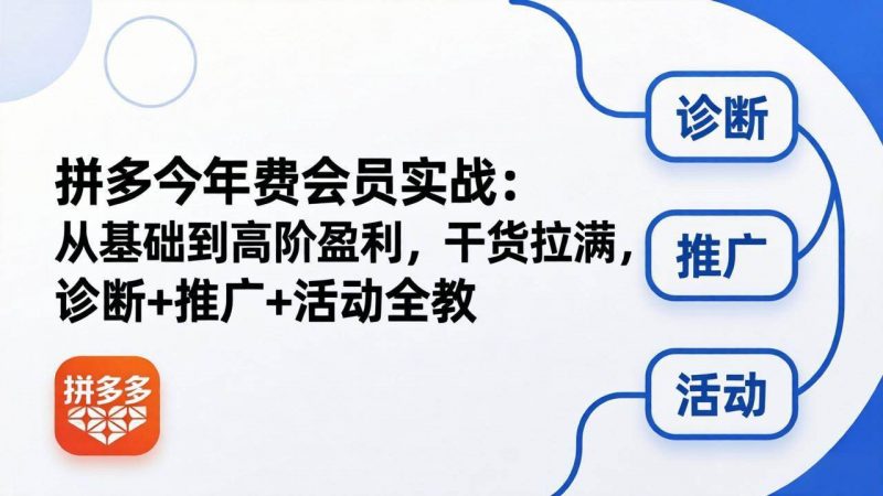 (18407期)拼多多年费会员实战(更新26年5月11):从基础到高阶盈利,干货拉满,诊断+推广+活动全教-轻创社项目网