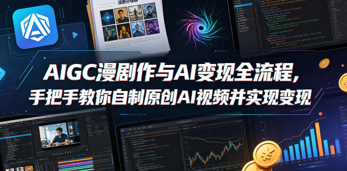 AIGC漫剧创作与AI变现全流程,手把手教你自制原创AI视频并实现变现-轻创社项目网