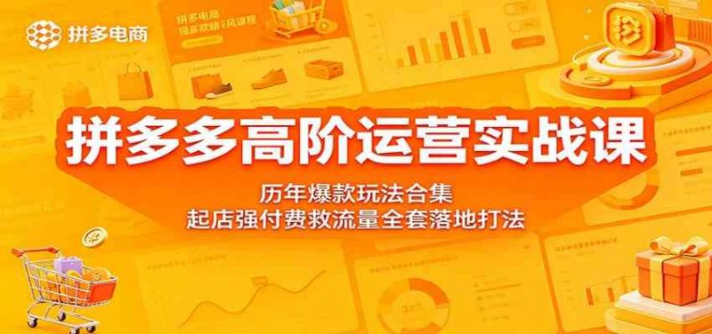 拼多多高阶运营实战课：历年爆款玩法合集，起店强付费救流量全套落地打法-轻创社项目网