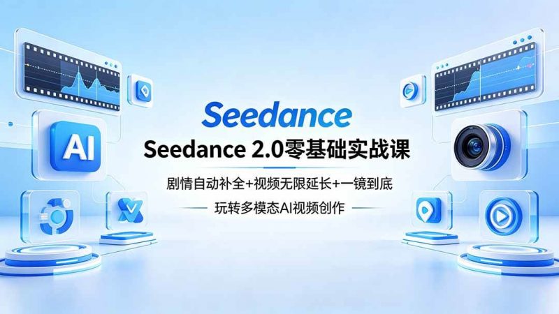 (18312期)Seedance 2.0零基础实战课:剧情自动补全+视频无限延长+一镜到底:玩转多模态AI视频创作-轻创社项目网