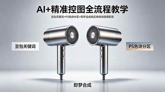 图片[1]-（18331期）AI+精准控图全流程教学 豆包关键词+PS色块分区+即梦合成搞定电商高级摄影图