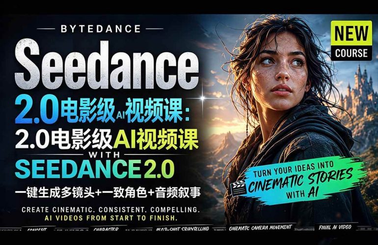 (18415期)Seedance 2.0电影级AI视频课:一键生成多镜头+一致角色+音频叙事-轻创社项目网