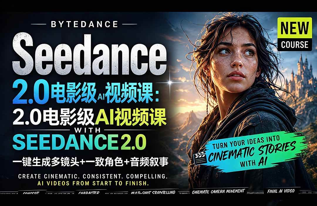图片[1]-（18415期）Seedance 2.0电影级AI视频课：一键生成多镜头+一致角色+音频叙事