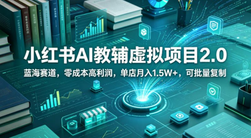 小红书AI教辅虚拟项目2.0,蓝海赛道,零成本高利润,单店月入1.5W+,可批量复制-轻创社项目网