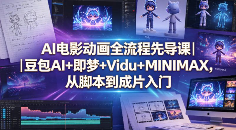 AI电影动画全流程先导课|豆包AI+即梦+Vidu+MINIMAX,从脚本到成片入门-轻创社项目网