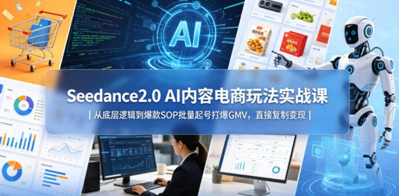 Seedance2.0 AI内容电商玩法实战课|从底层逻辑到爆款SOP批量起号打爆GMV,直接复制变现-轻创社项目网