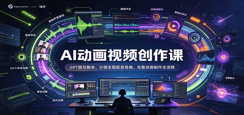 AI动画视频创作课：GPT撰写脚本，分镜生图配音剪辑，完整动画制作全流程-轻创社项目网