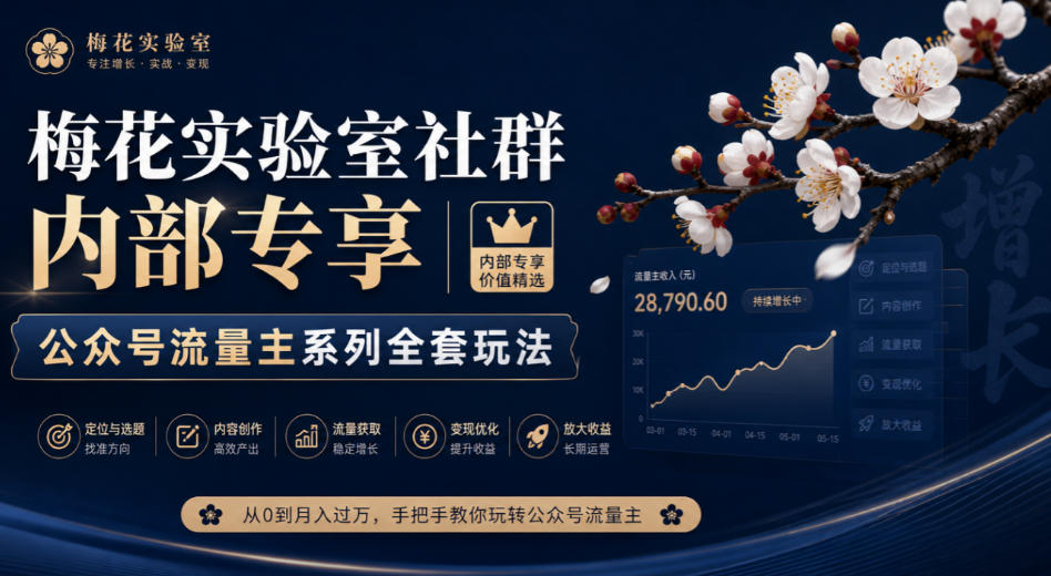 梅花实验室社群内部专享-公众号流量主系列全套玩法-轻创社项目网