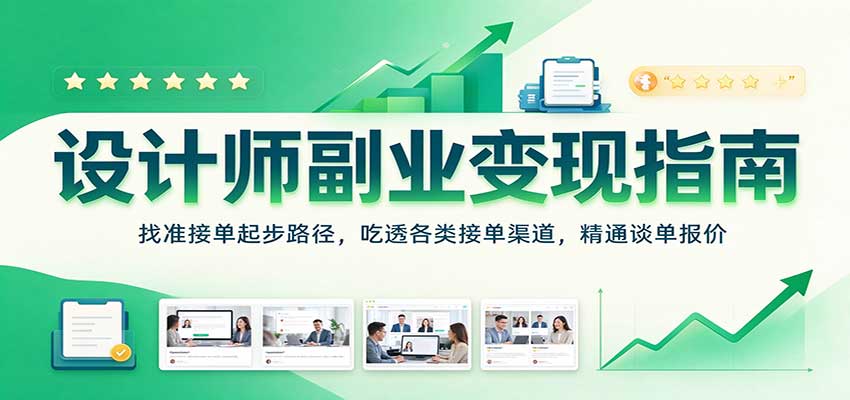 设计师副业变现指南:找准接单起步路径,吃透各类接单渠道,精通谈单报价-轻创社项目网