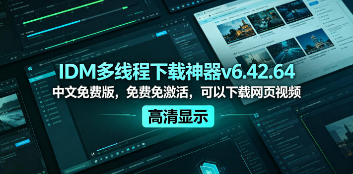 IDM多线程下载神器v6.42.64中文免费版,免费免激活,可以下载网页视频(例如飞书文档内的视频)-轻创社项目网
