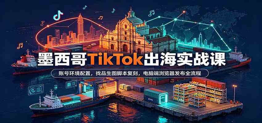 墨西哥TikTok出海实战课:账号环境配置,找品生图脚本复刻,电脑端浏览器发布全流程-轻创社项目网