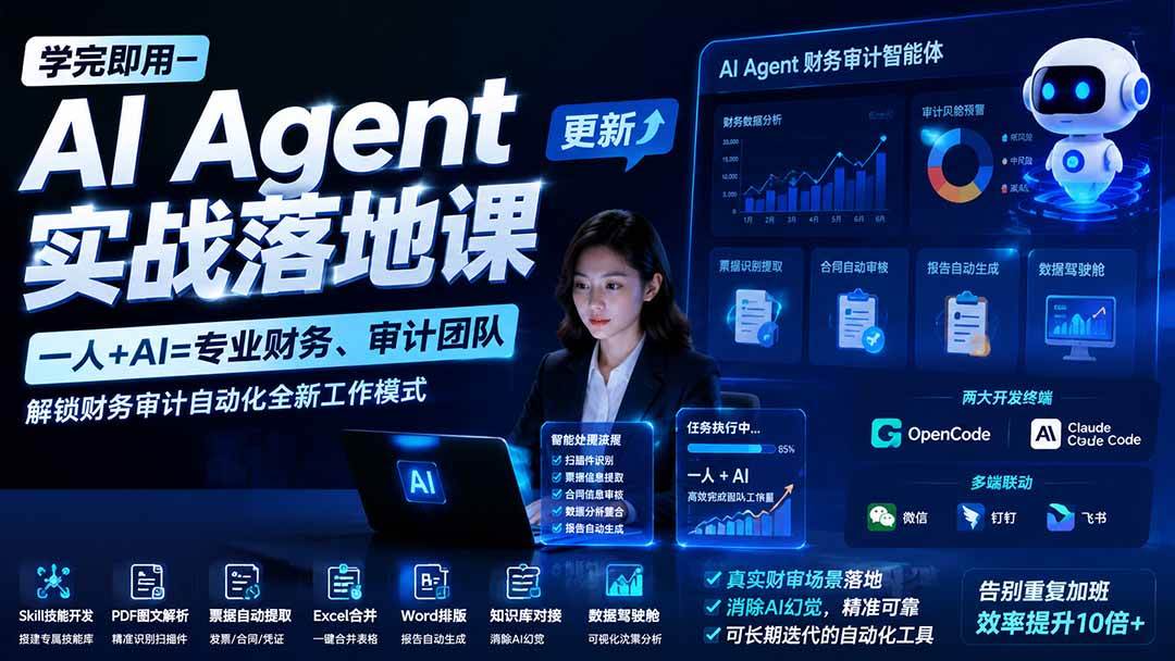 (20625期)【无水印】学完 即用-AI Agent实操落地课-更新0924:一人 + AI=专业财务、审计团队,解锁财务审计自动化全新工作模式-轻创社项目网