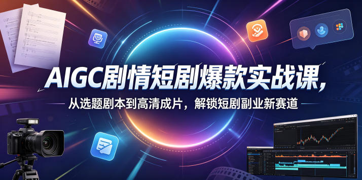 AIGC剧情短剧爆款实战课,从选题剧本到高清成片,解锁短剧副业新赛道-轻创社项目网