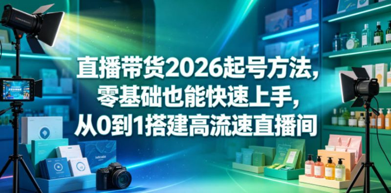 直播带货2026起号方法,零基础也能快速上手,从0到1搭建高流速直播间-轻创社项目网