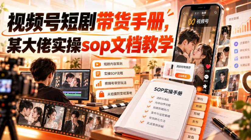 视频号短剧带货手册,某大佬实操sop文档教学-轻创社项目网
