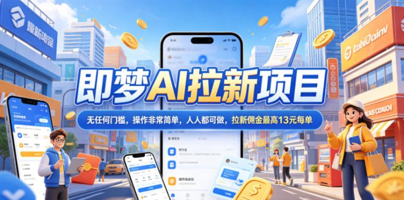 2026年即梦AI拉新项目最新玩法,无任何门槛,操作非常简单,人人都可做,拉新佣金最高13米每单(更新6月)-轻创社项目网