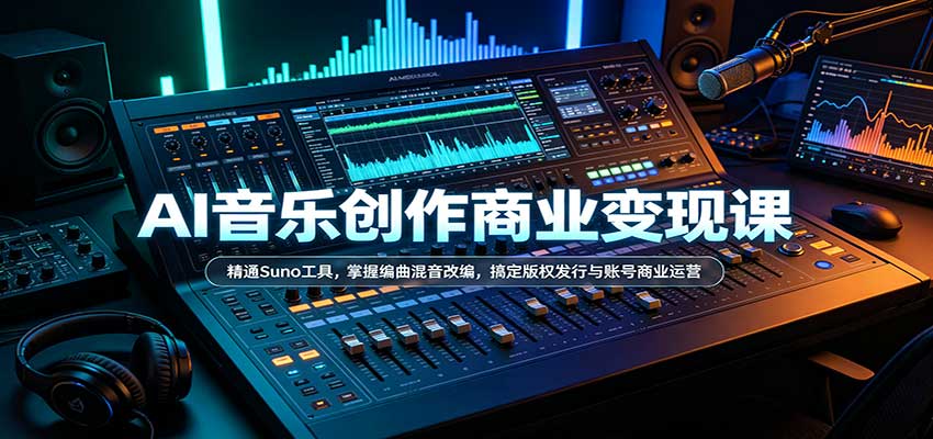 AI音乐创作商业变现课:精通Suno工具,掌握编曲混音改编,搞定版权发行与账号商业运营-轻创社项目网